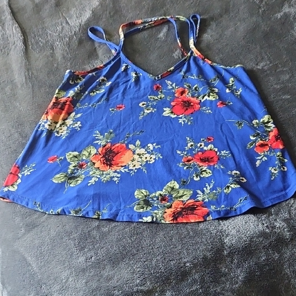 Papermoon Blue Camisole with Red Floral Design